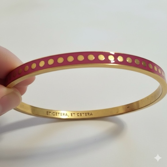 Kate Spade New York Et Cetera Idiom Bangle Bracelet Pink and Gold - Picture 3 of 4